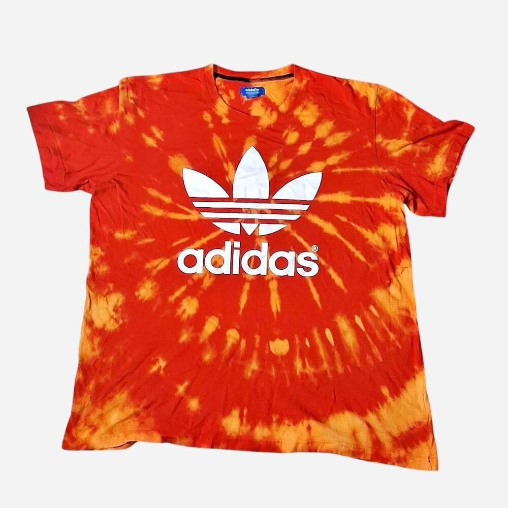 Adidas Men's Orange and Red T-shirt